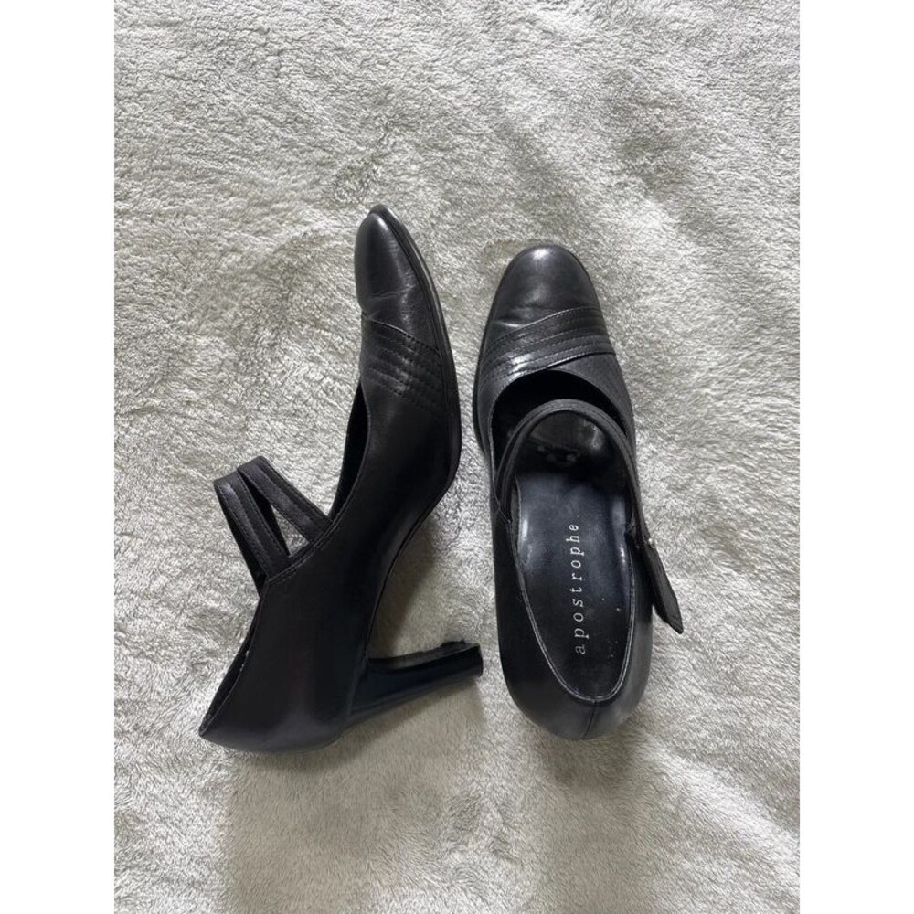 Women’s kitten heels black office business work leather grandmacore party